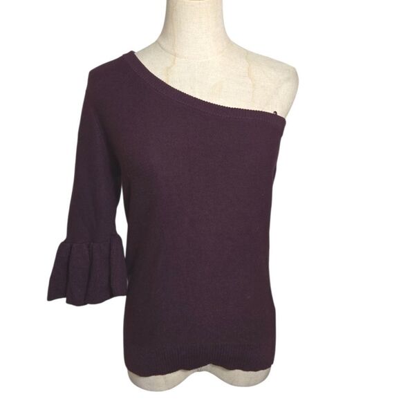 Rebecca Minkoff Deep Grape Purple Off-the-Shoulder Sweater NWT - Picture 1 of 7